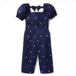 Janie and Jack Floral Eiffel Tower Girl's Romper Size 10 Blue